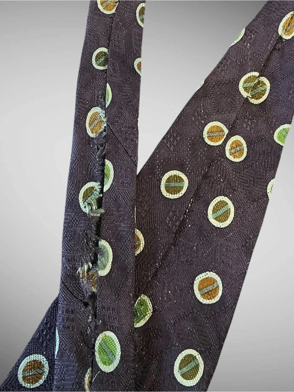Vintage Pierre Cardin Silk Tie Purple Geometric Polka Dot Necktie 4” Wide